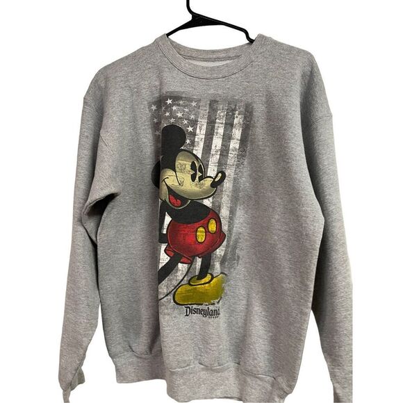 Disneyland By Hanes Womens Gray Mickey Mouse Print Long-Sleeve Sweater Medium - Picture 1 of 6